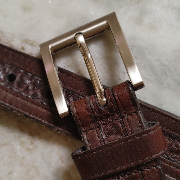 Men's Lejon Bison Leather Belt Dark Brown Size 46 - Picture 11 of 11